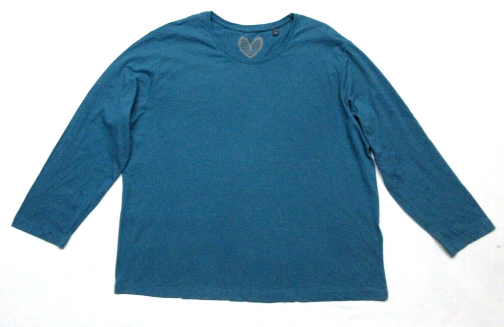 ULLA POPKEN Womens Size 16-18 XL Blue Roundneck 3/4 Sleeve Shirt Top Tunic